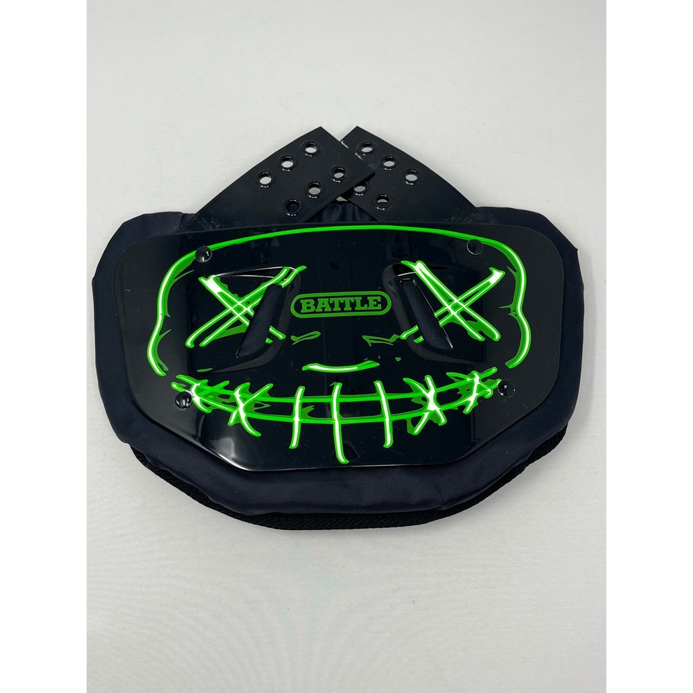 Battle Sports Chrome Football Back Plate Neon Green Stitched Face Black NEW